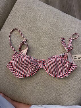 No Boundaries Red, White & Blue Striped Underwire Bikini Top